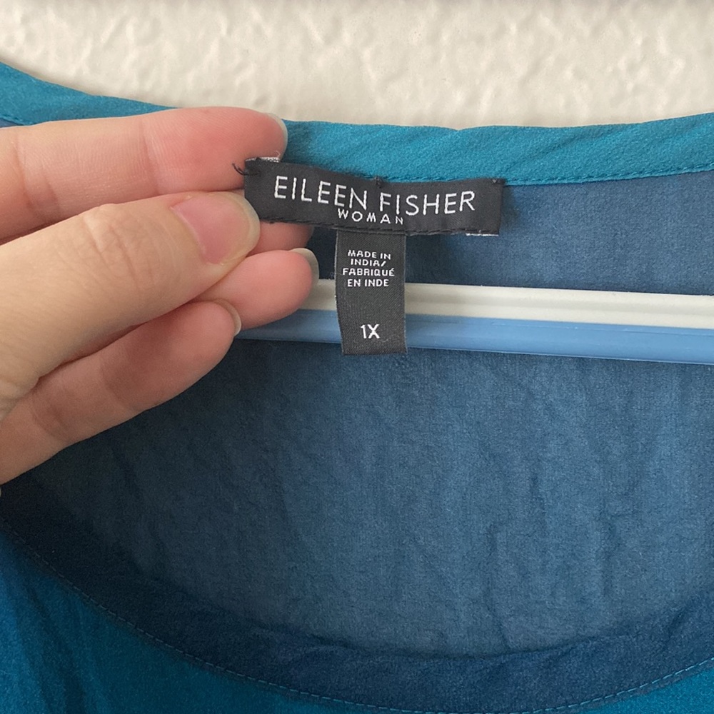 Eileen Fisher Dark Blue Ombre Silk Top size 1X - Picture 3 of 5